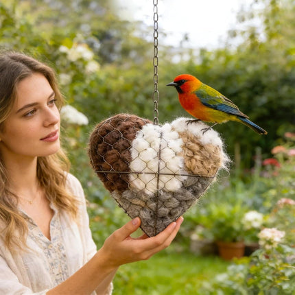 Natural Bird Nesting Material in Heart Shape | Cozy Habitat Support for Nest Building and Bird Comfort