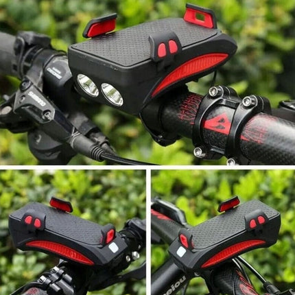 Bike Phone Holder with 4000mAh Power Bank, LED Light and 130 dB Bell, Anti-Slip Grip Mount, 3 Colors, for Cycling Navigation