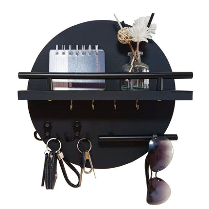 Round Wooden Key Holder with Multiple Hooks | Eco-Friendly Organiser for Stylish Entryways