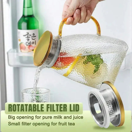 Glass Water Pitcher with Lid, Borosilicate Glass Pitcher for Fridge Door