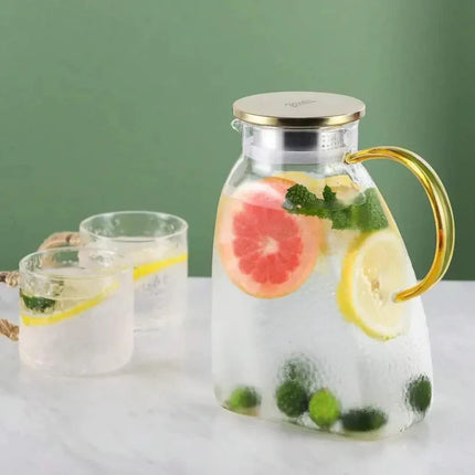Glass Water Pitcher with Lid, Iced Tea Pitcher, Glass Carafe 60 oz