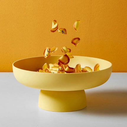 Retro Ceramic Fruit Bowl with Raised Pedestal Design | Stylish Serving Bowl for Kitchen Counter Display