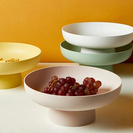 Retro Ceramic Fruit Bowl with Raised Pedestal Design | Stylish Serving Bowl for Kitchen Counter Display