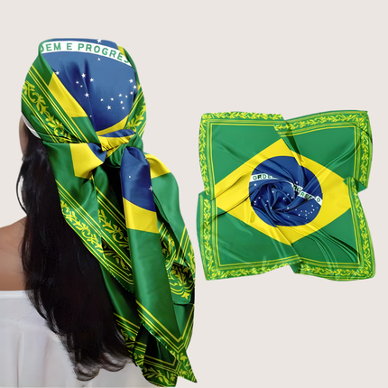 Brazil Flag Fashion Scarf with Versatile Square Design | Comfortable Multi-Use Accessory for Everyday Style