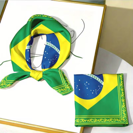 Brazil Flag Fashion Scarf with Versatile Square Design | Comfortable Multi-Use Accessory for Everyday Style
