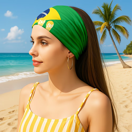 Brazil Flag Headband Gaiter Face Cover with Moisture Wicking Fabric | Versatile Sports Accessory for Comfort and Style