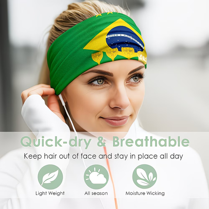Brazil Flag Headband Gaiter Face Cover with Moisture Wicking Fabric | Versatile Sports Accessory for Comfort and Style