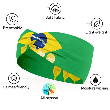 Brazil Flag Headband Gaiter Face Cover with Moisture Wicking Fabric | Versatile Sports Accessory for Comfort and Style