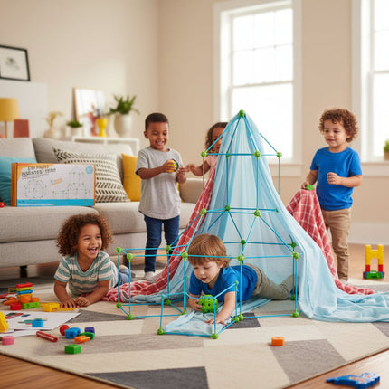 Building Tent Kit for Kids with Easy-Connect Pieces | Creative Construction Set for Indoor and Outdoor Imaginative Play