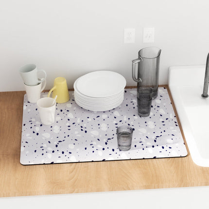 Absorbent Kitchen Dish Drying Mat, Quick Dry Countertop Draining Mat for Dishes, Stores Flat in a Drawer, 7 Colors
