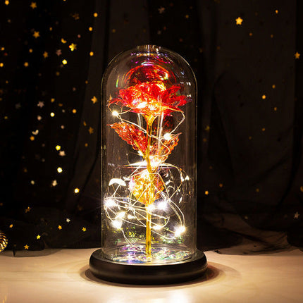 Decorative Sparkly Rose Ornament with 6 Colour Options, Never Fade Faux Rose for Shelf, Desk and Gift Display