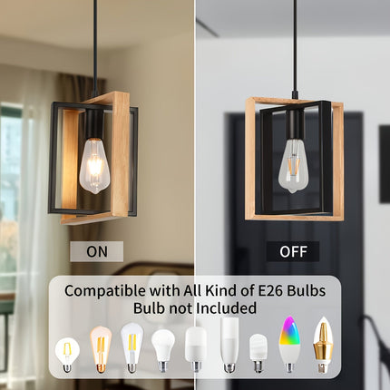 Industrial Pendant Ceiling Light with Geometric Metal Frame | Modern Minimalist Design for Living Rooms and Kitchens
