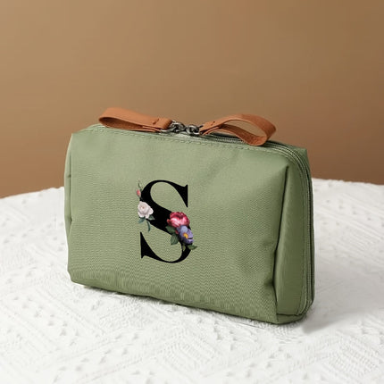 Elegant Makeup Bag Travel Organizer with Letter Design | Chic Cosmetic Case for Beauty Essentials