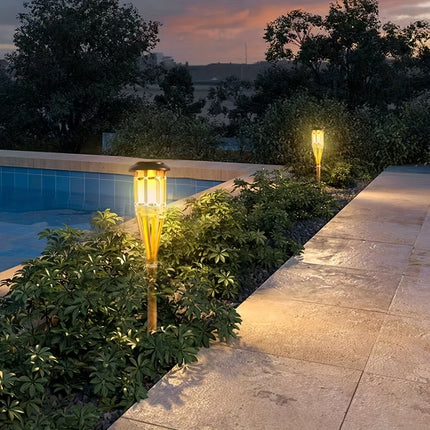 Solar Bamboo Flame Lights with Realistic Flicker Effect | Eco-Friendly 2-Pack for Outdoor Ambience