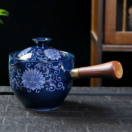Ceramic Gongfu Teapot with Precision Pour Spout, 10 Finishes Chinese Tea Ceremony Pot for Loose Leaf Tea at Home
