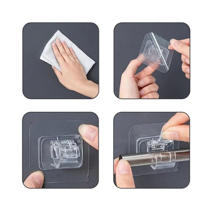 Self-Adhesive Curtain Rod Hooks | Durable Design for Easy Installation