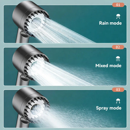 High-Pressure 3-Mode Shower Head with Massage Bristles | Water-Saving Design for Luxurious Spa Experience