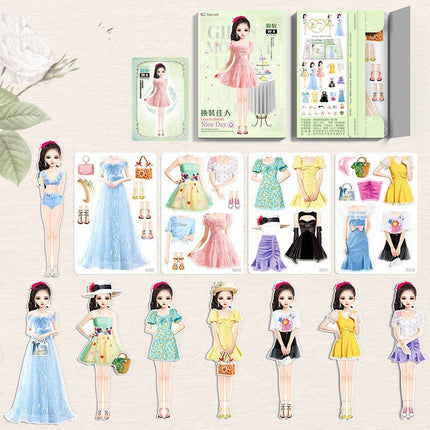 Magnetic Dress Up Doll Book for Kids, Reusable Jackets, Skirts, Dresses and Boots, 9 Character Options, Screen-Free Play