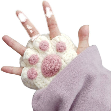 Hand Knitted Cat Paw Gloves, Soft Thick Yarn Knit Winter Gloves, 6 Colors, for Cold Weather Days and Cat Lover Gifts