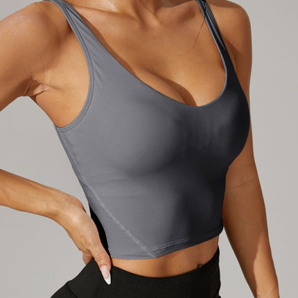 Backless Crop Tank Top with V Neck Design | Soft Stretch Athletic Top for Comfortable Workouts and Everyday Style