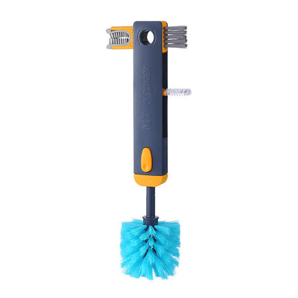 Bottle and Cup Cleaning Brush Set, Silicone Cup Mouth Brush and Twisted Groove Brush, Hanging Quick-Dry Design, Blue or Grey