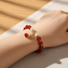 Beaded Bracelet for Women, Vintage Womens Bracelet with Red Stone Beads, Mothers Day Gift for Mom, Birthday Gift for Her_00