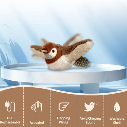 Interactive Cat Toys for Indoor Cats, Chirping Bird Cat Toy with Feather Tail