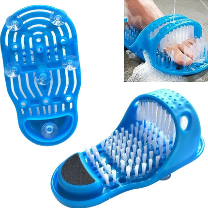 Shower Foot Scrubber Slipper with Bristles and Oval Grinding Stone for Washing and Exfoliating Feet