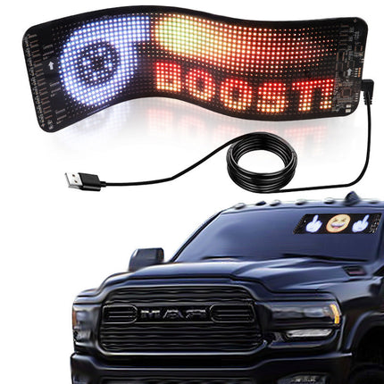 LED Car Sign for Rear Window, Bluetooth Programmable Message Display with Custom Text from Your Phone