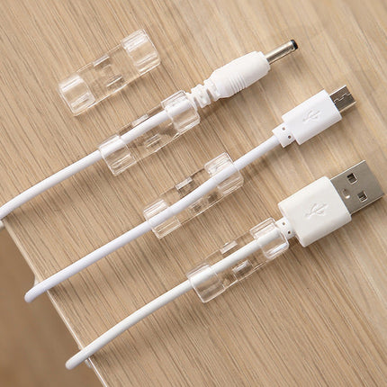 Transparent Cable Clips with Strong Adhesive | Set of 20 for Tidy Organization