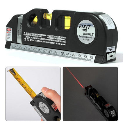 Laser Level Tape Measure Tool, 3 in 1 with Spirit Level, Distance and Angle Measuring for DIY Home Projects and Alignment