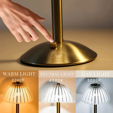 Dimmable LED Table Lamp with Crystal Shade | USB Rechargeable Touch Control for Elegant Ambiance