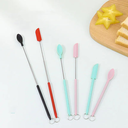 Extendable Bottle Spatula Set with Flexible Head, Long Reach Scraper for Sauce Bottles, Jars and Tubs, 4 Colour Options