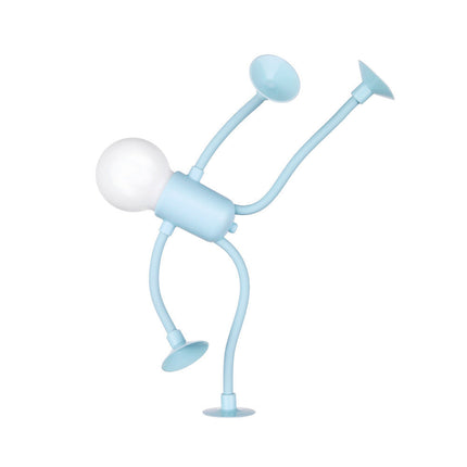 Poseable Figure Lamp with Bendable Arms and Suction Cup Feet, Battery Powered Desk Night Light for Bedrooms
