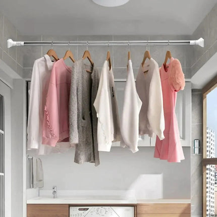 Adjustable Tension Curtain Rod, Extends 110cm to 410cm, No Drill Indoor Clothes Drying Rail