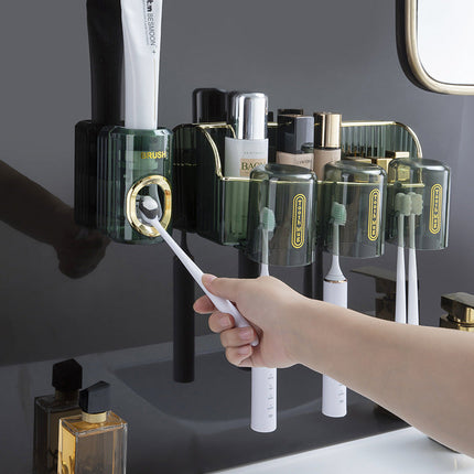 Wall Mounted Toothpaste Dispenser with One Press Operation, Adhesive No Drill Mount for Wall or Mirror, 3 Colors