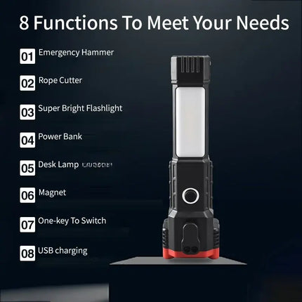 Zoomable LED Flashlight with Adjustable Brightness, Compact Handheld Torch with Wide Flood to Focused Spot Beam for Camping and Outdoor Use