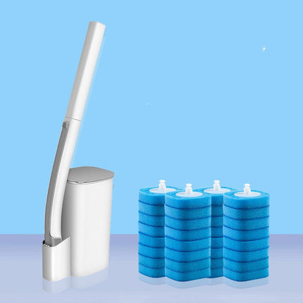Disposable Toilet Brush with 24 Replacement Heads, Long Handle Water Soluble Cleaning Brush for Bathrooms