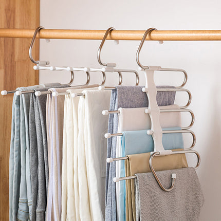 5 in 1 Wardrobe Hanger Set, Space Saving Closet Organizer with Retractable Rods for Pants, Scarves and Belts, White or Black