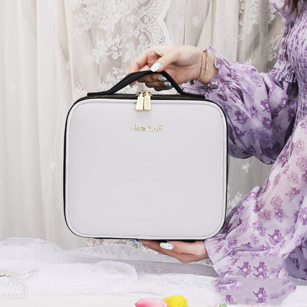 Makeup Organizer Travel Bag with Built In Light, 3 Cold, Natural and Warm Settings, Adjustable Dividers
