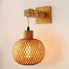 Wall Sconces, Rattan Wall Sconce with Handwoven Wood Shade, Rustic Farmhouse Wall Light Fixture for Hallway_00