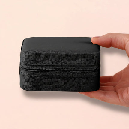 Compact Jewelry Box Travel Organizer with Zipper Closure | Elegant Storage for Rings, Earrings, and Necklaces