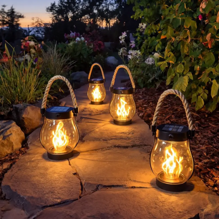 Solar Lantern with Flickering Flame Effect | Outdoor Hanging Light for Cozy Garden Ambiance