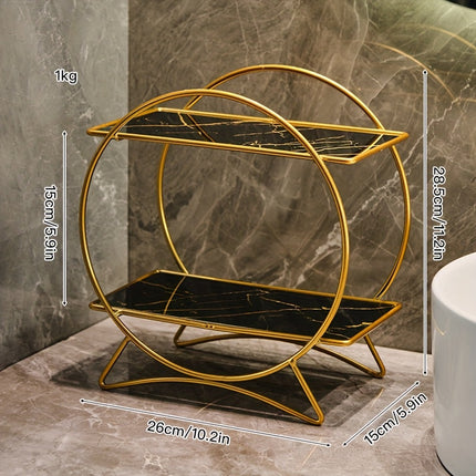 Double-Tiered Bathroom Organiser with Cat Ear Base | Space-Saving Metal Shelf for Skincare and Cosmetics