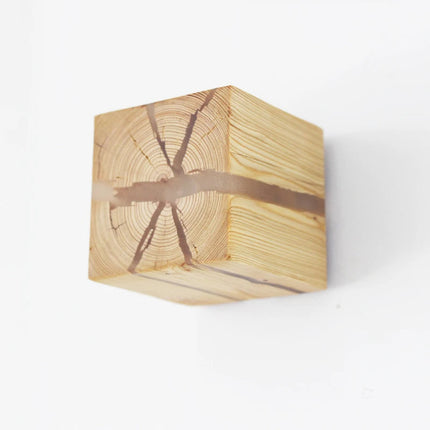 Hand-Carved Solid Wood Wall Light with Resin Inlay | Unique Ambient Glow for Modern Rustic Interiors
