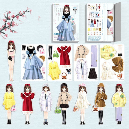 Magnetic Dress Up Doll Book for Kids, Reusable Jackets, Skirts, Dresses and Boots, 9 Character Options, Screen-Free Play