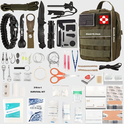 Compact Survival Backpack with First Aid Gear & Tools | Durable Nylon Outdoor Kit for Hiking and Emergency Preparedness