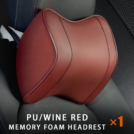 Car Neck Headrest Pillow with Adjustable Height and Tightness, Perforated Leather Cover, 4 Colors, for Cars