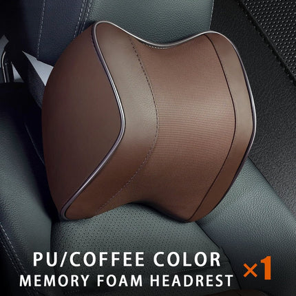 Car Neck Headrest Pillow with Adjustable Height and Tightness, Perforated Leather Cover, 4 Colors, for Cars