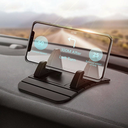 Dashboard Phone Holder with Adjustable Silicone Grip | Hands-Free Mount for Safe GPS Navigation and Viewing
